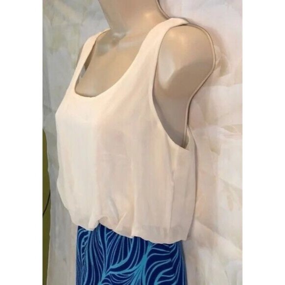 NWT Body Central Womens Sleeveless White & Blue Abstract Print Dress Mediu - Picture 3 of 5
